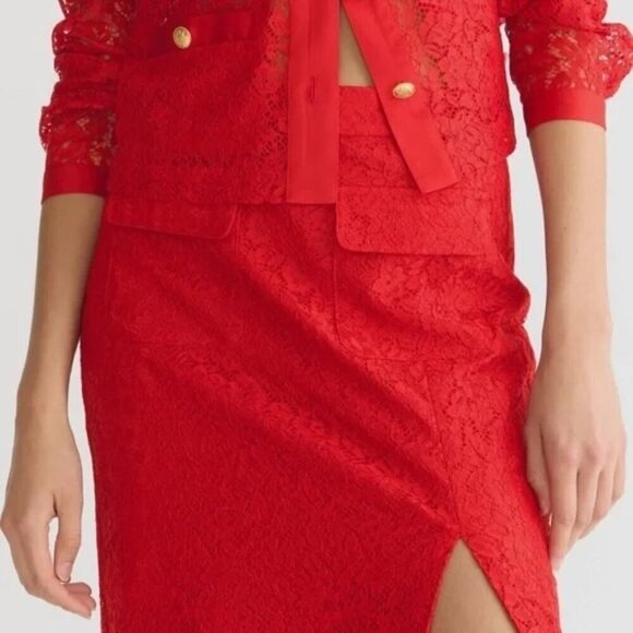 J. Crew Side Slit Pencil Skirt with Lace in Black 12 New Womens Cocktail Holiday - Picture 7 of 9